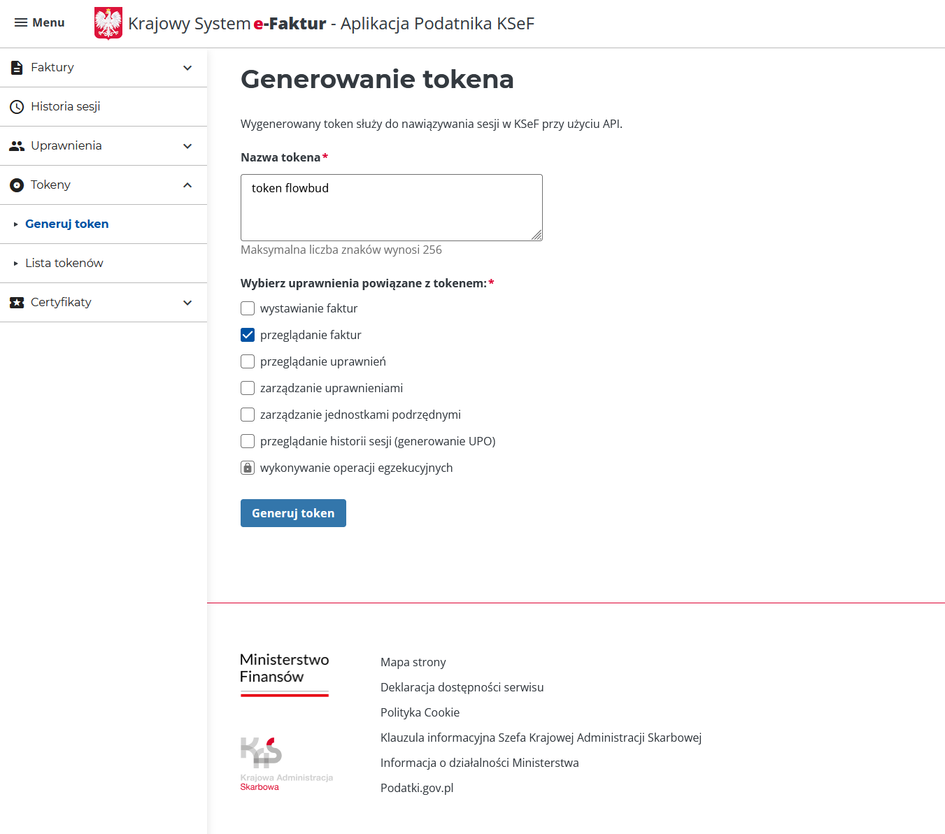Portal KSeF Ministerstwa Finansów: generowanie tokena i uprawnienia